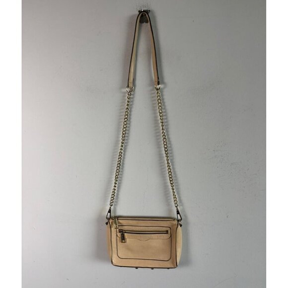 Rebecca Minkoff Handbags - Rebecca Minkoff Avery Crossbody Bag Beige Leather Gold Chain Strap Small Purse